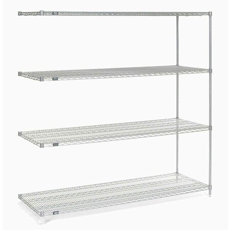 Nexel 5 Tier Stainless Steel Wire Shelving Add-On Unit, 60W x 18D x 63H A18606S5